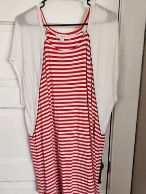 Womens Red and White Striped Tunic